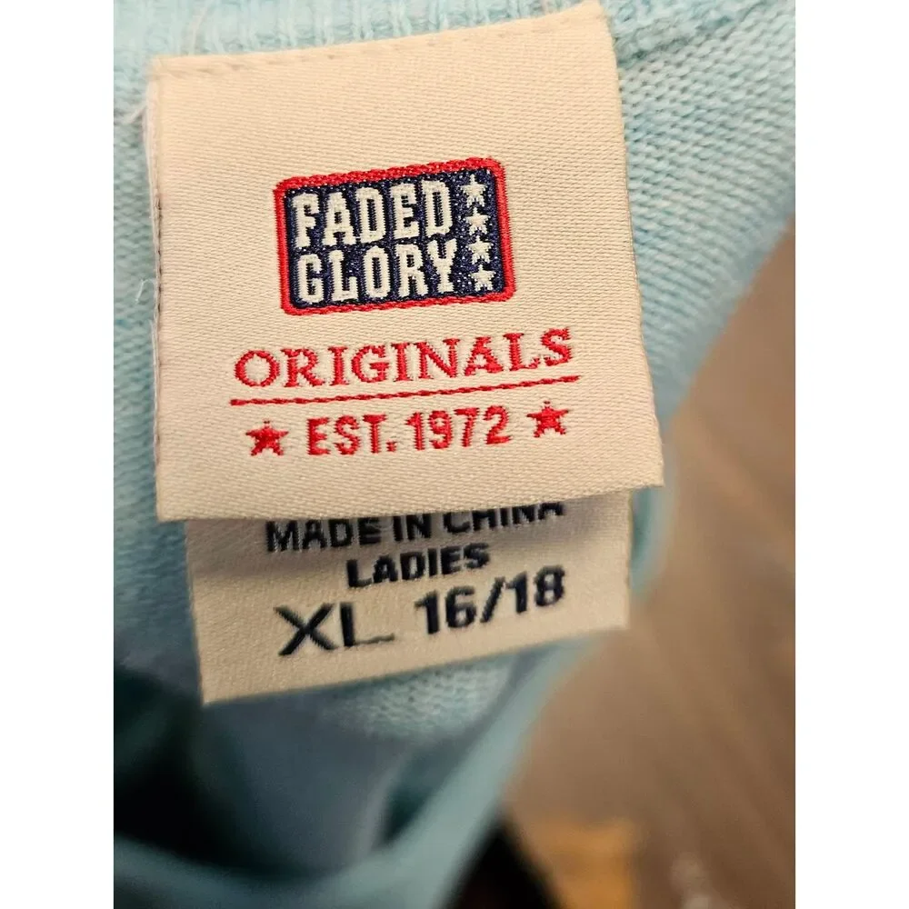 Faded Glory Blue V Neck Pullover Sweater Womens Size XL